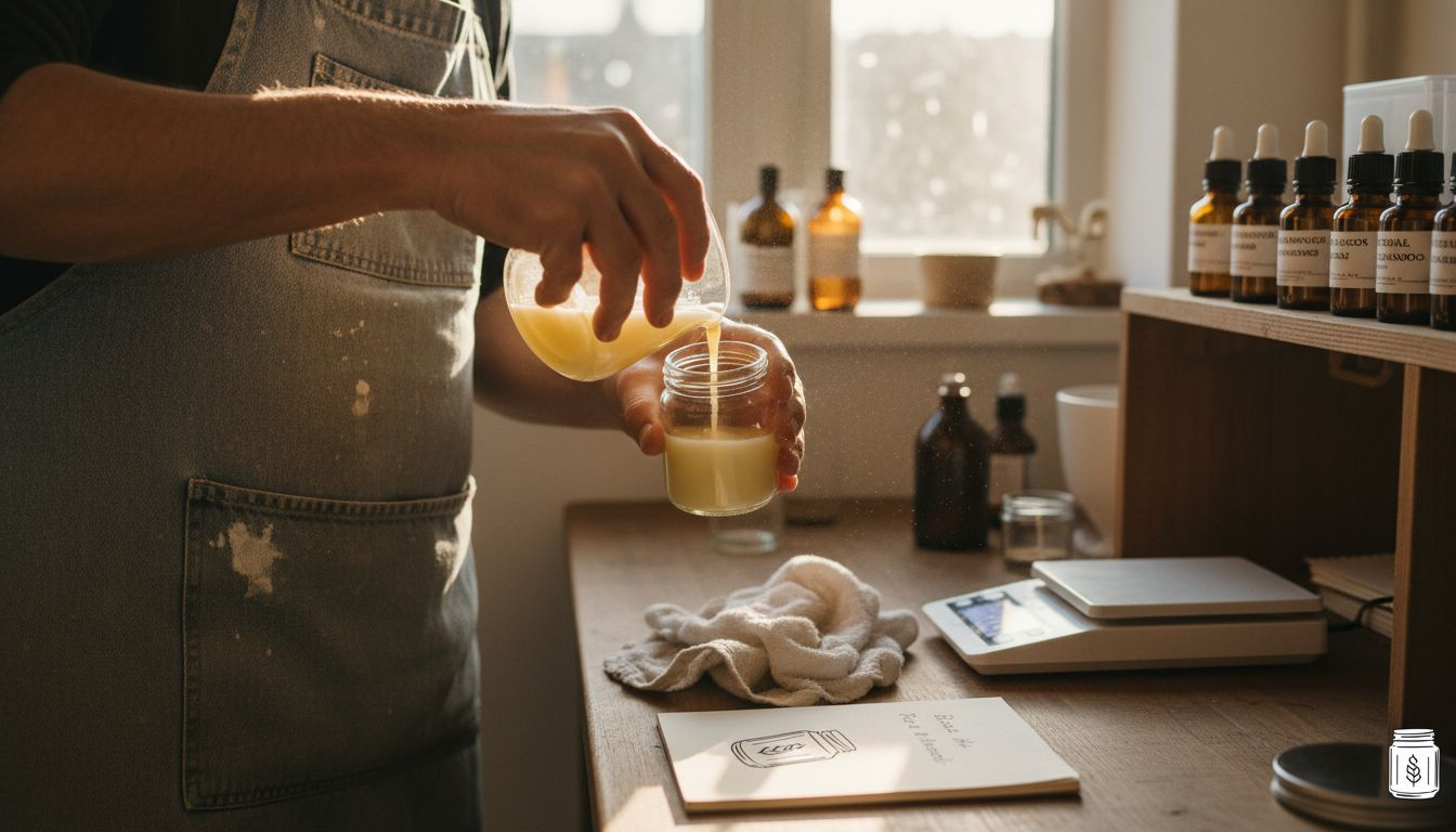 Making essential oil candle in small workshop
