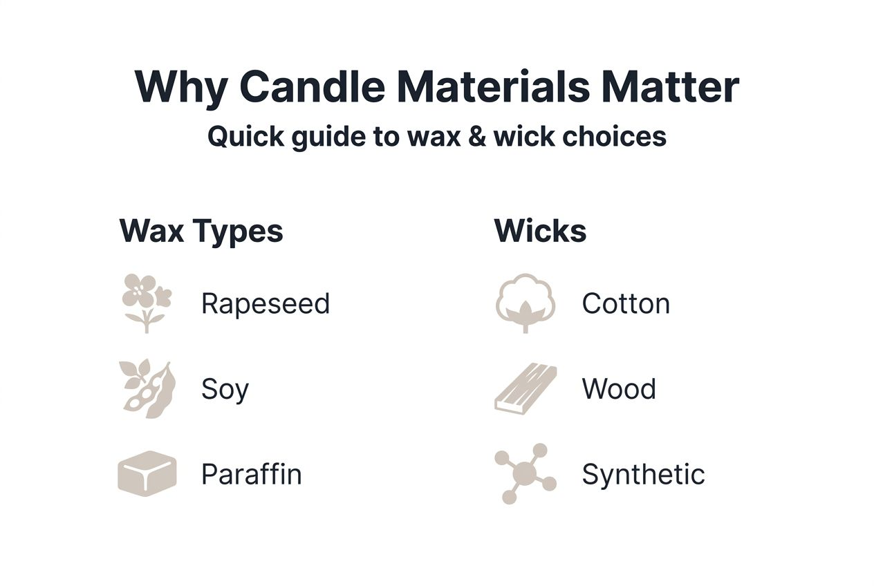 Infographic comparing candle waxes and wicks