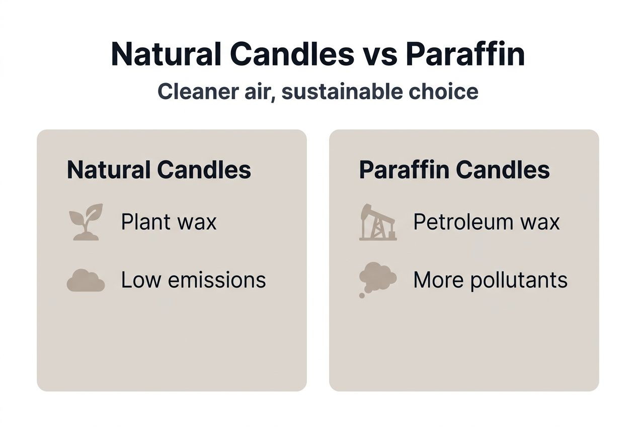 Infographic comparing natural and paraffin candle features