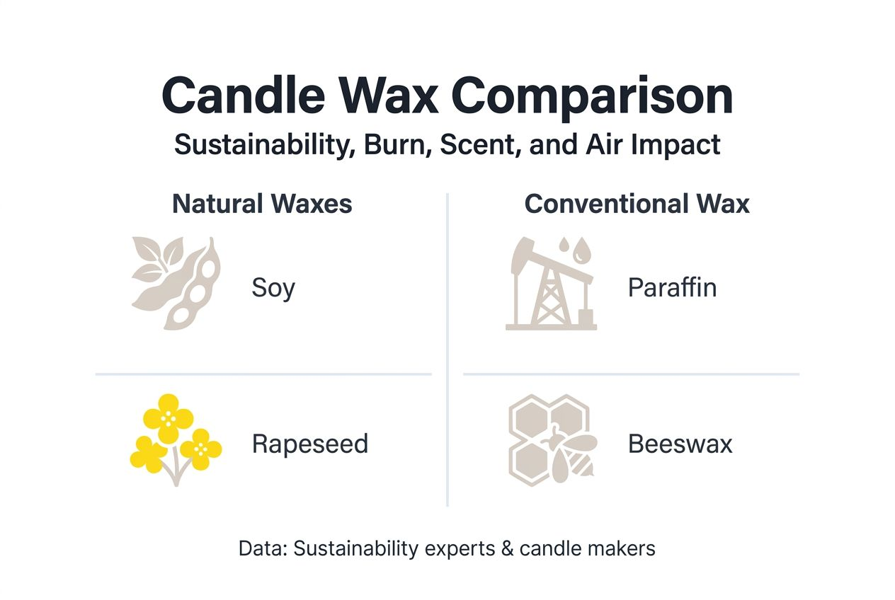 Infographic comparing candle wax types and benefits