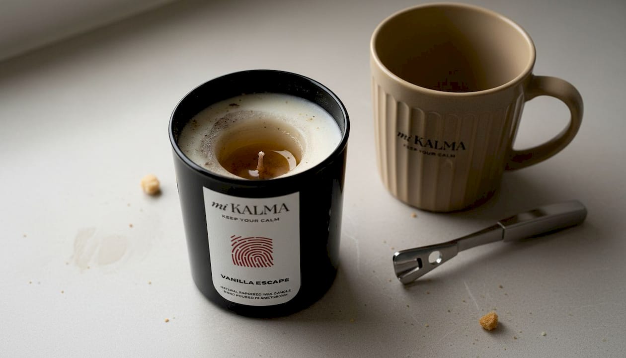 Close-up of candle with tunneling