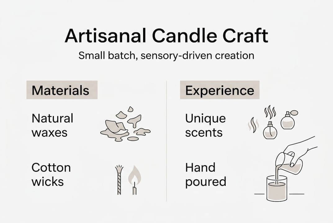 Infographic showing key aspects of artisanal candle making