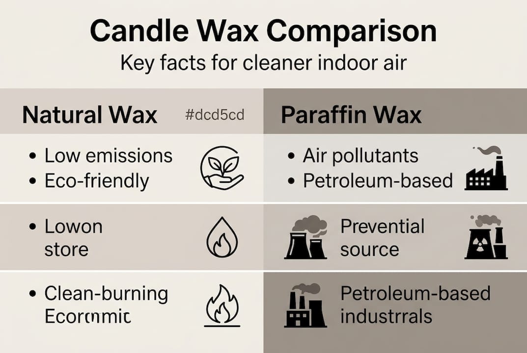 Infographic comparing natural and paraffin candle wax