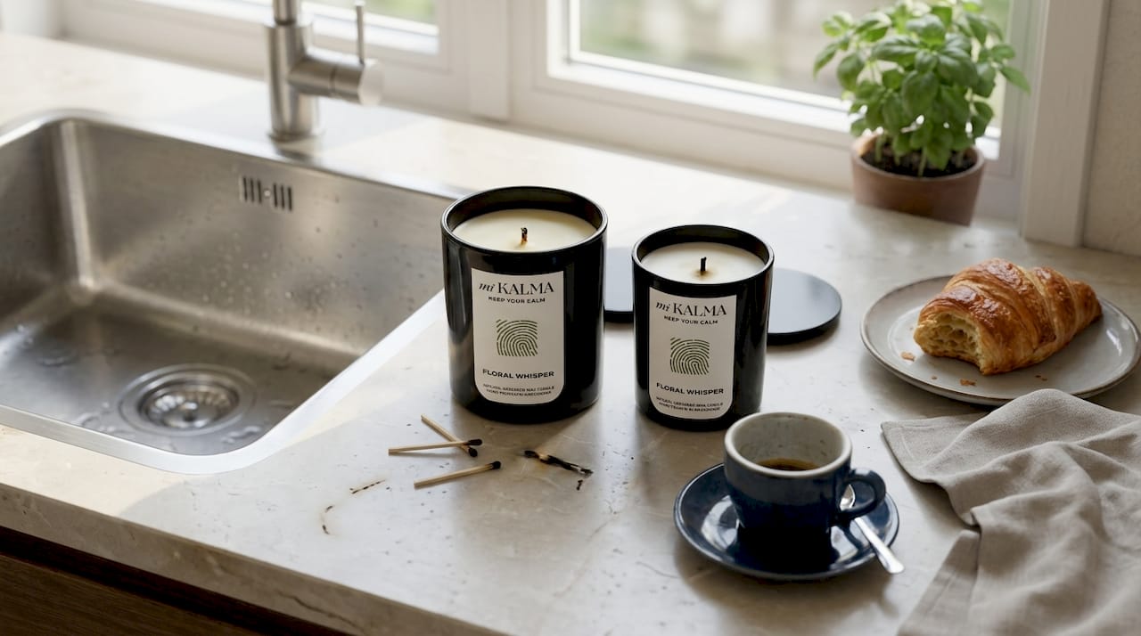 Reading candle label for ingredients