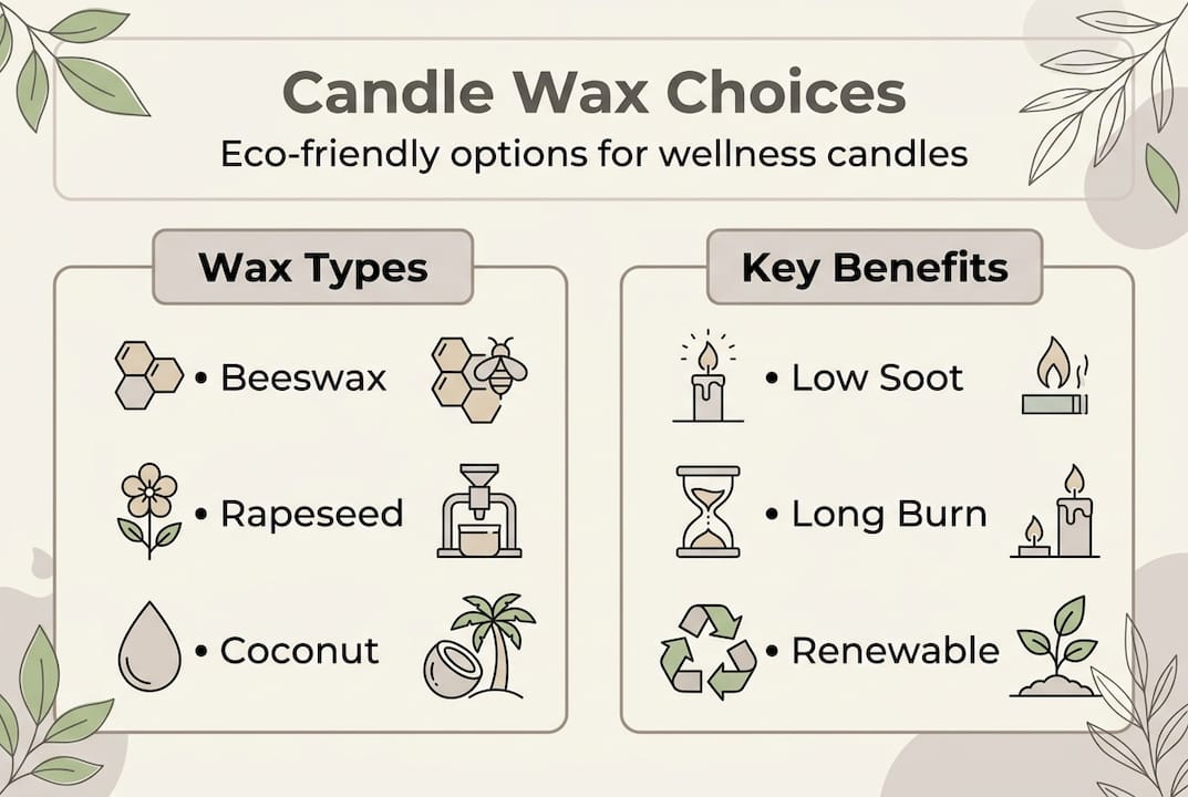 Infographic showing eco candle wax options and benefits