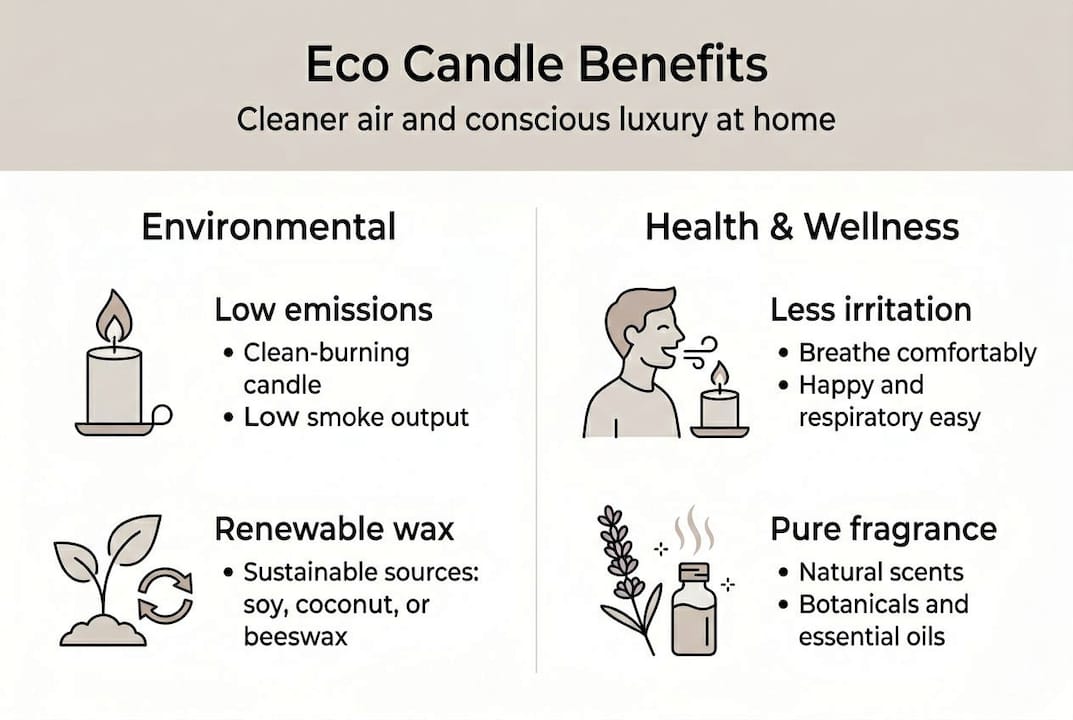 Infographic showing eco candle health and eco benefits