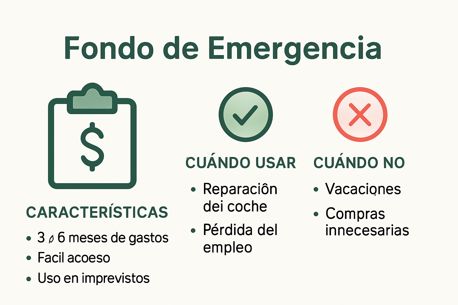 Infografía que define fondo de emergencia y sus usos correctos