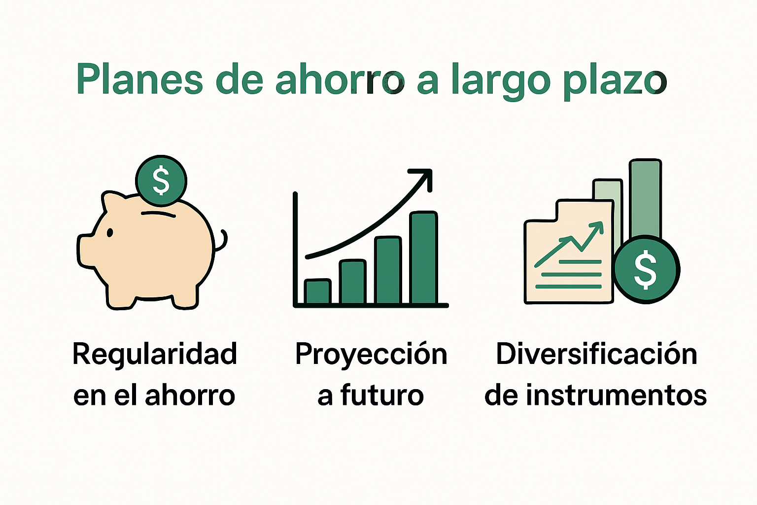Infografía sobre características de planes de ahorro a largo plazo