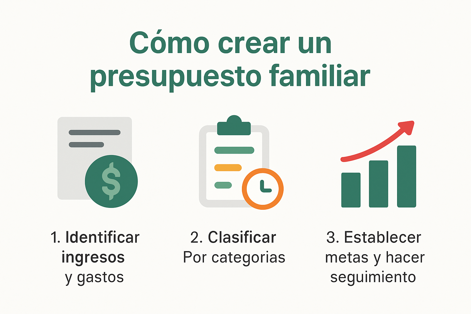 Infografía de pasos para presupuesto familiar efectivo