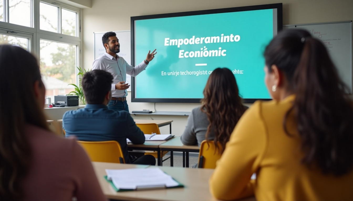 Latino educator teaching financial empowerment in classroom