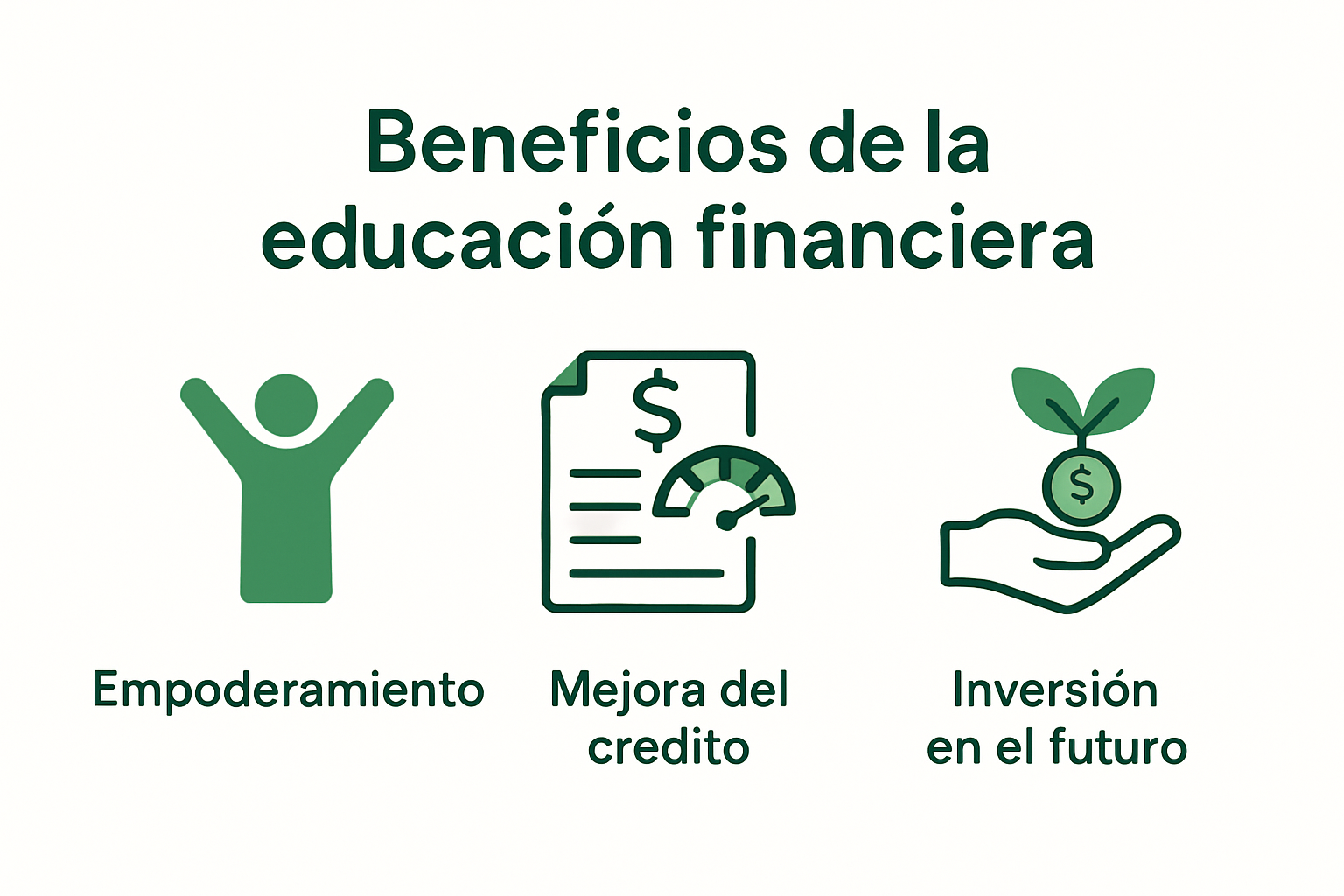 Infografía con los principales beneficios de la educación financiera.