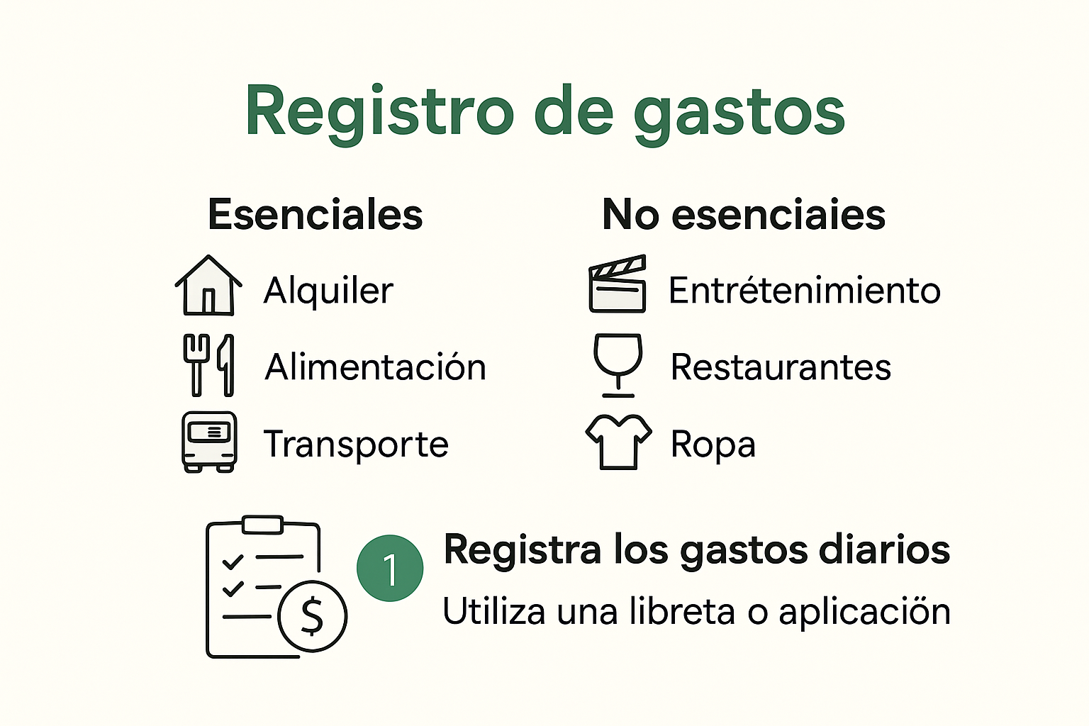 Infografía de pasos para registrar y clasificar gastos familiares