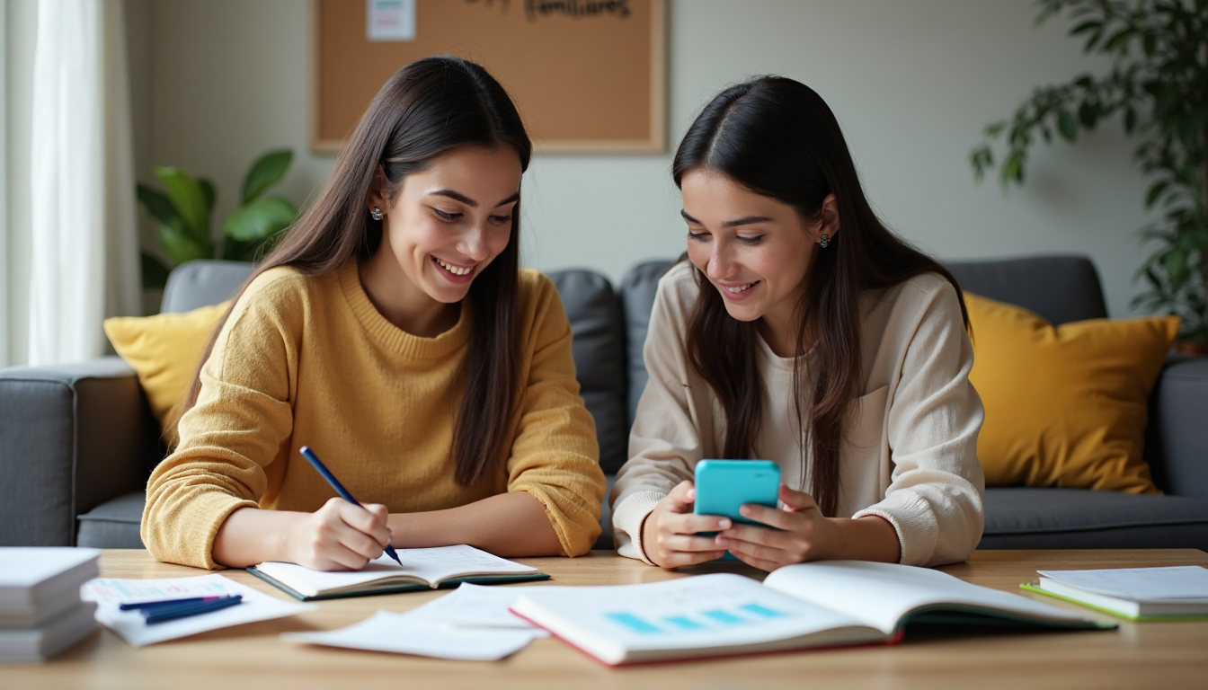Mother and daughter organizing family budget at home