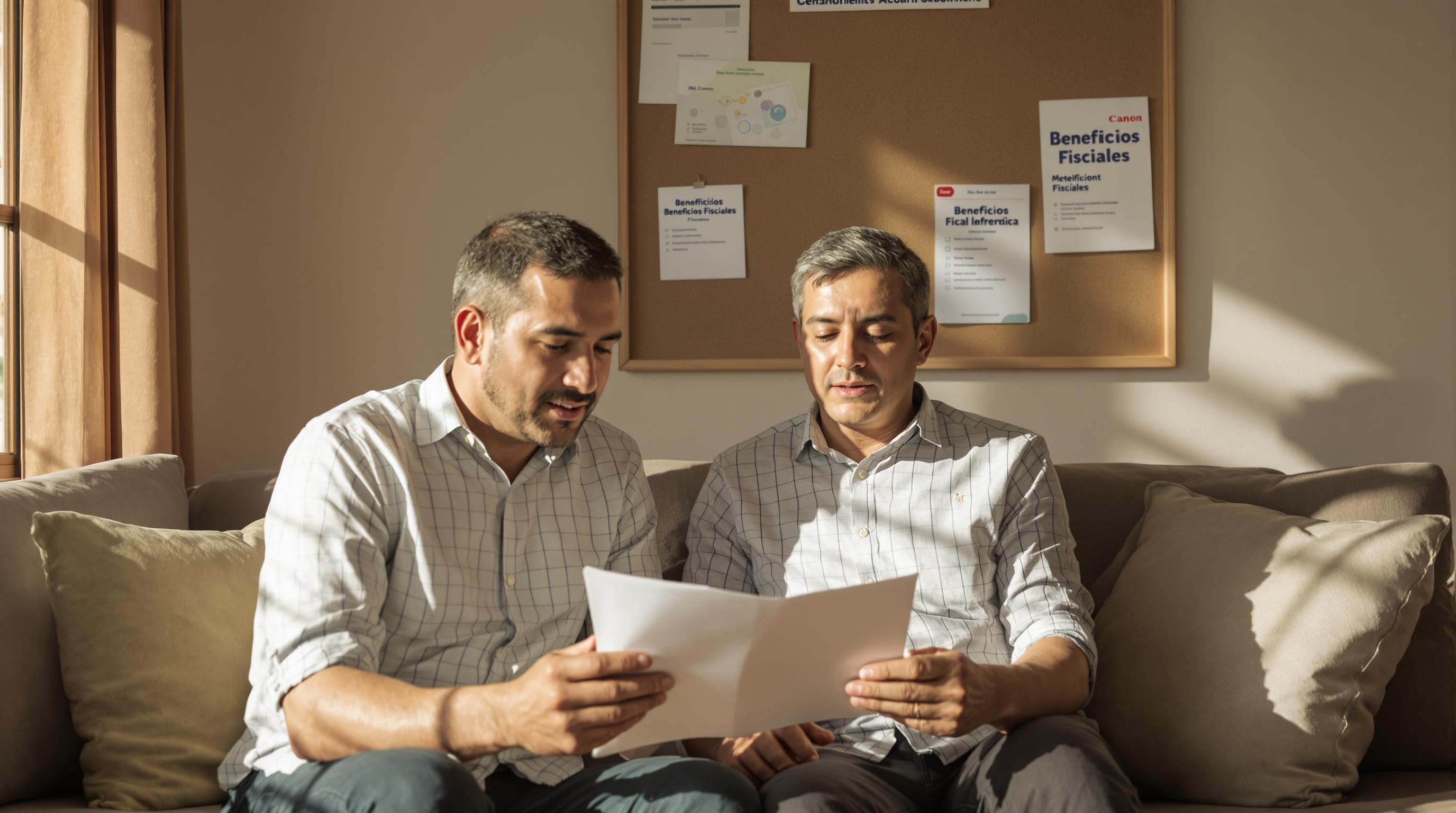 Hispanic couple reviewing retirement savings options with laptop and brochures