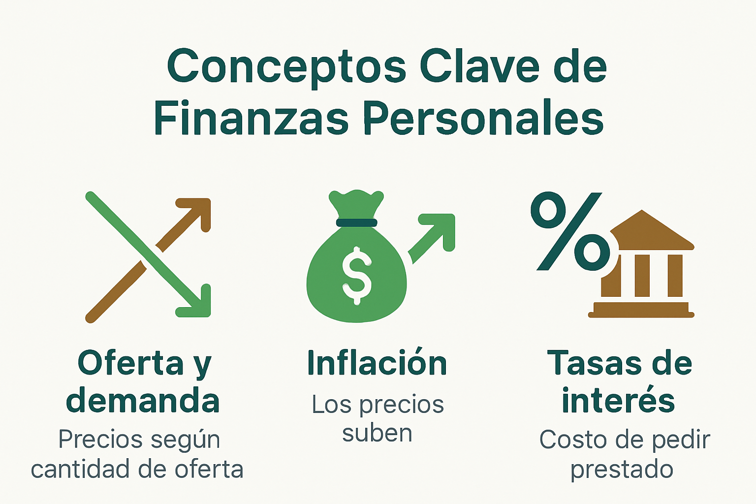 Infografía de conceptos clave de finanzas personales para principiantes
