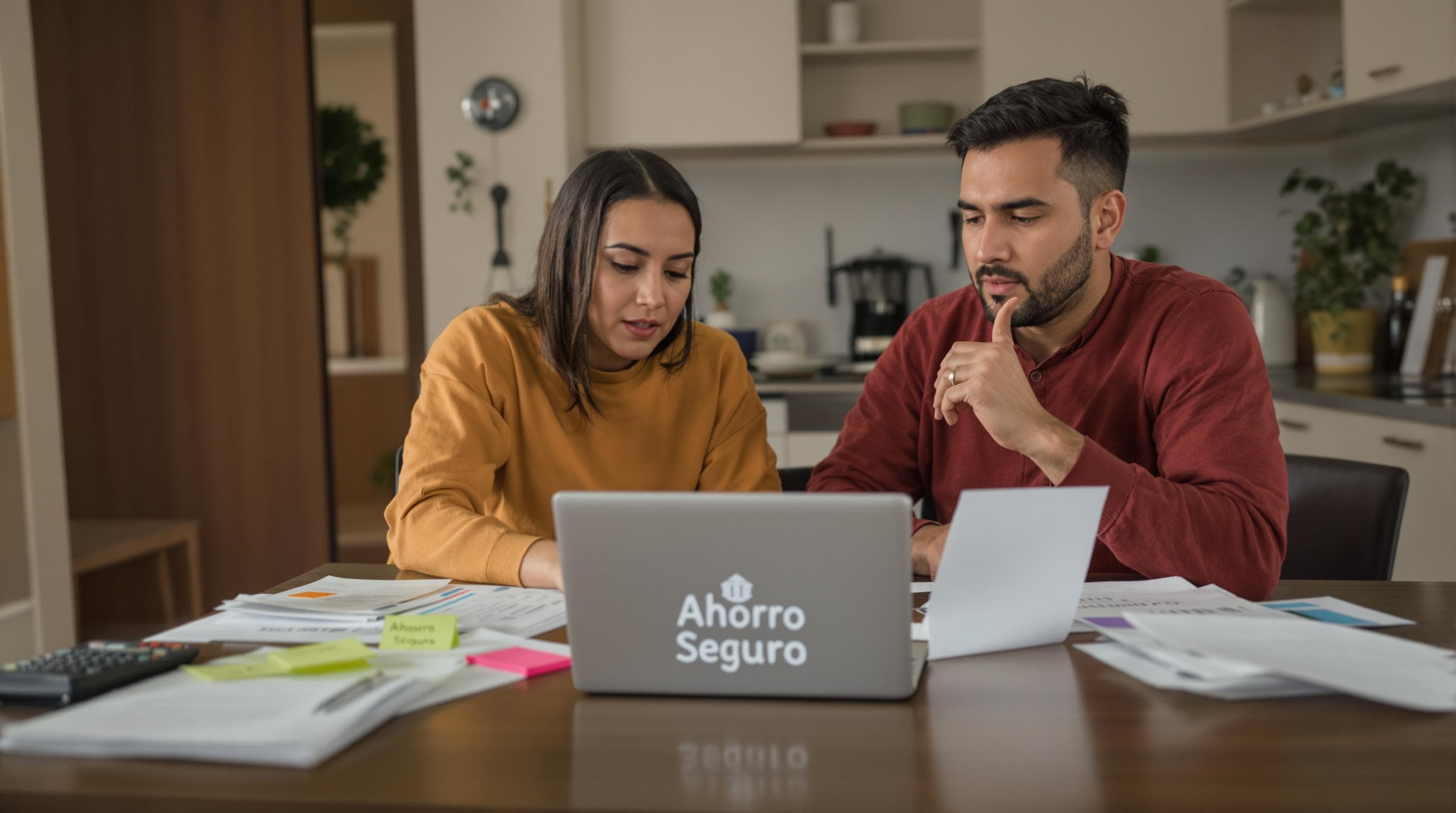 Hispanic couple reviewing online banking and savings together