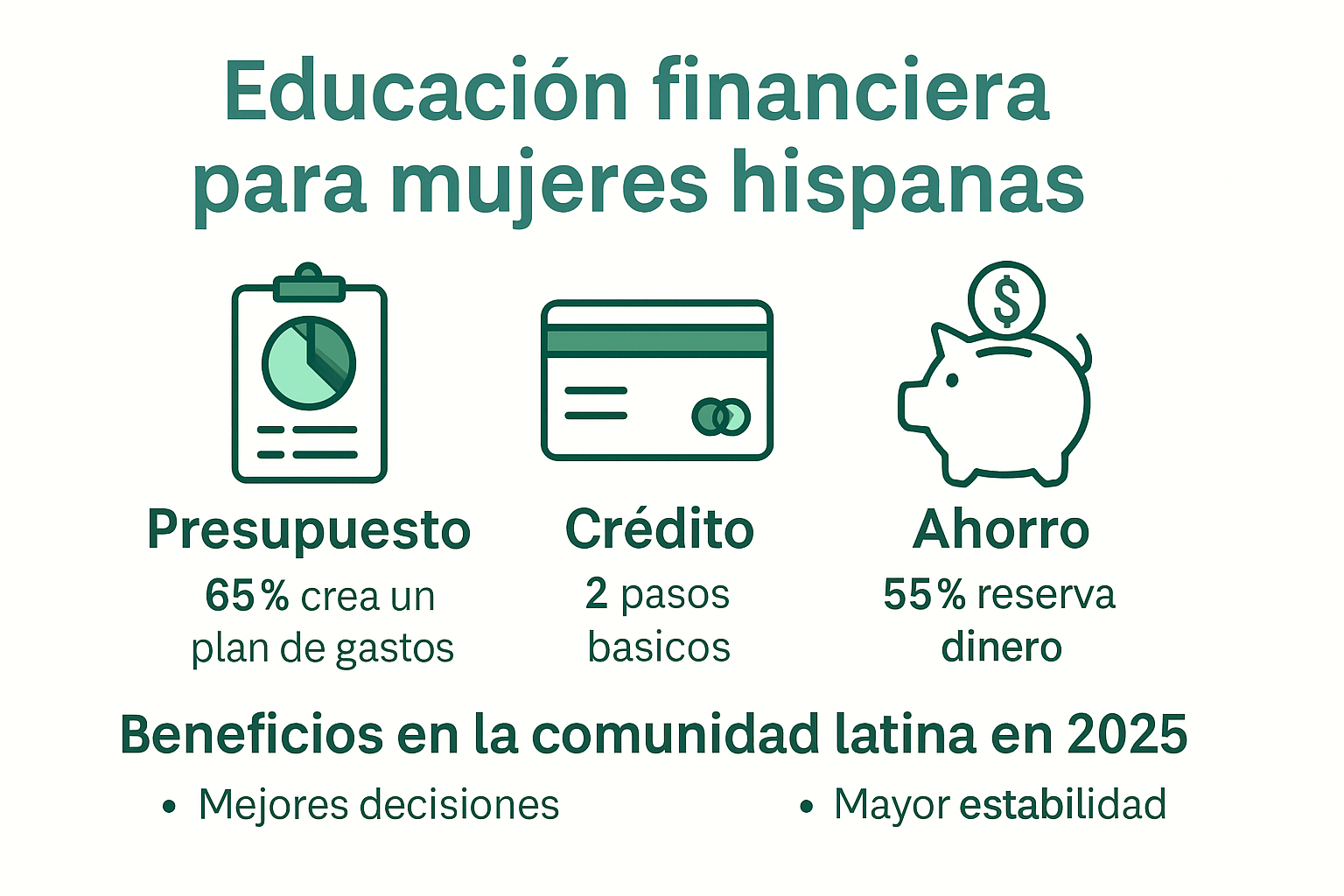 Infografía sobre educación financiera para mujeres latinas