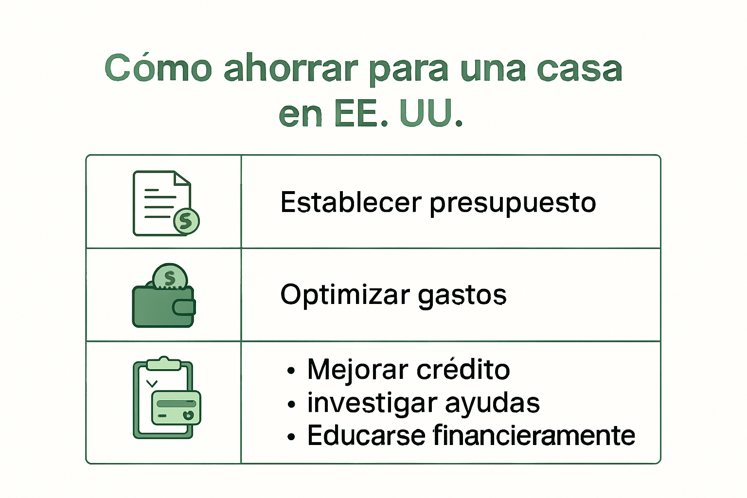 Guía visual de pasos para ahorrar para una casa