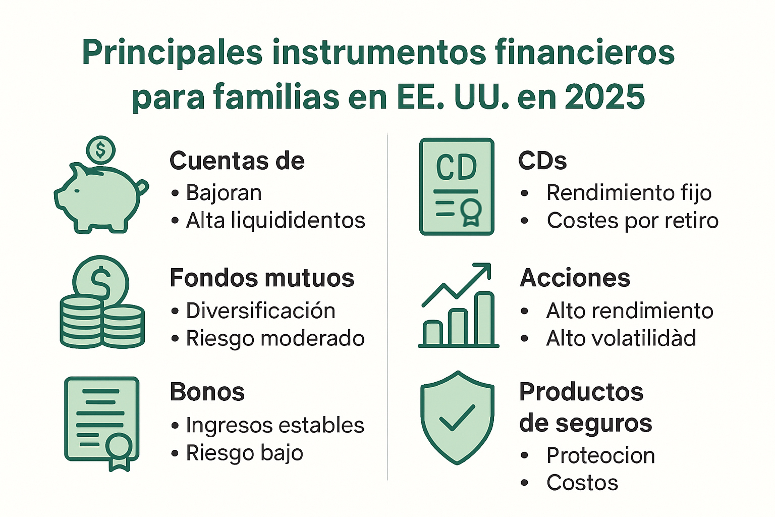Infographic comparing types of financial instruments