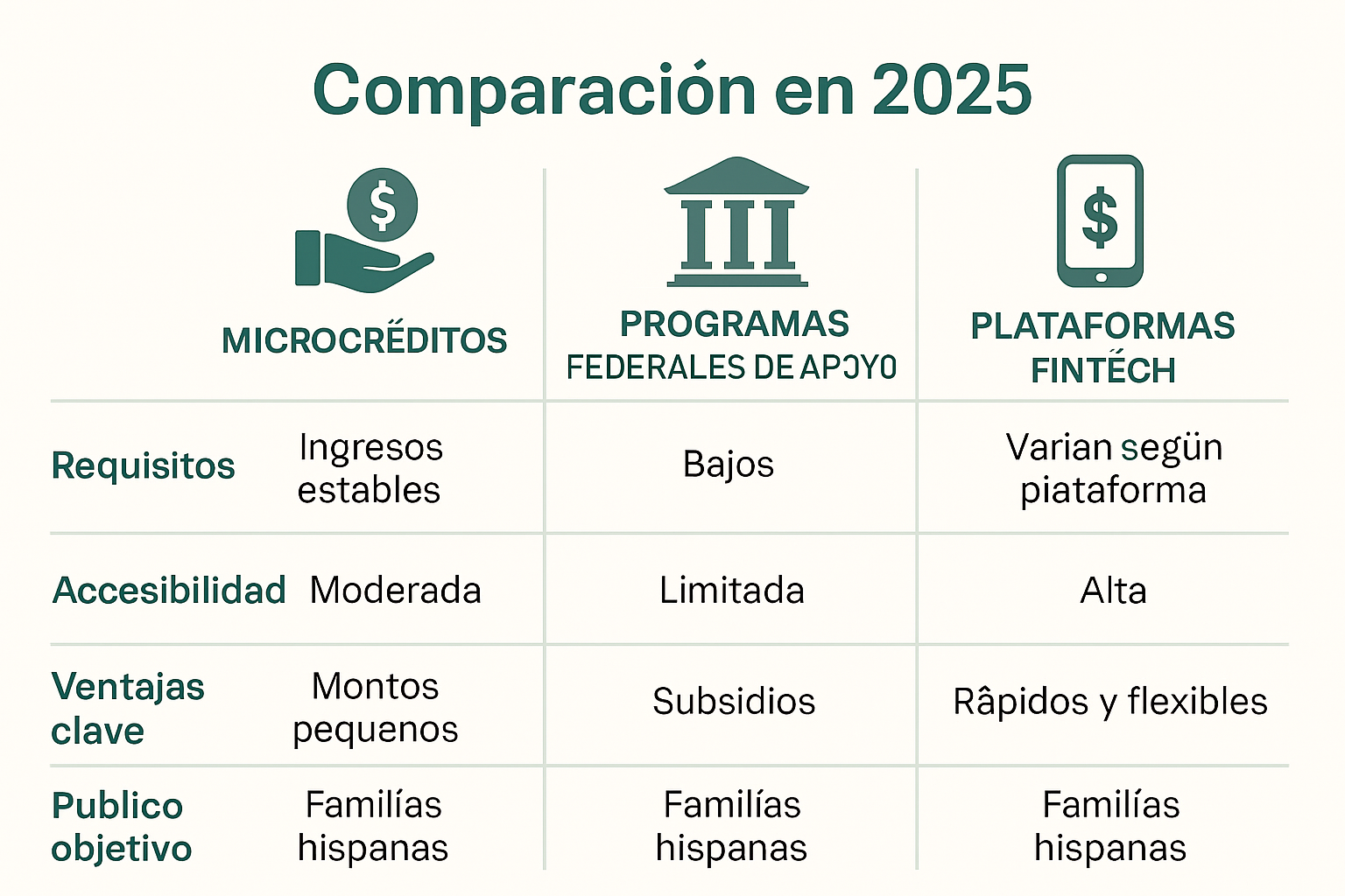 Infografía de herramientas financieras 2025 para familias hispanas