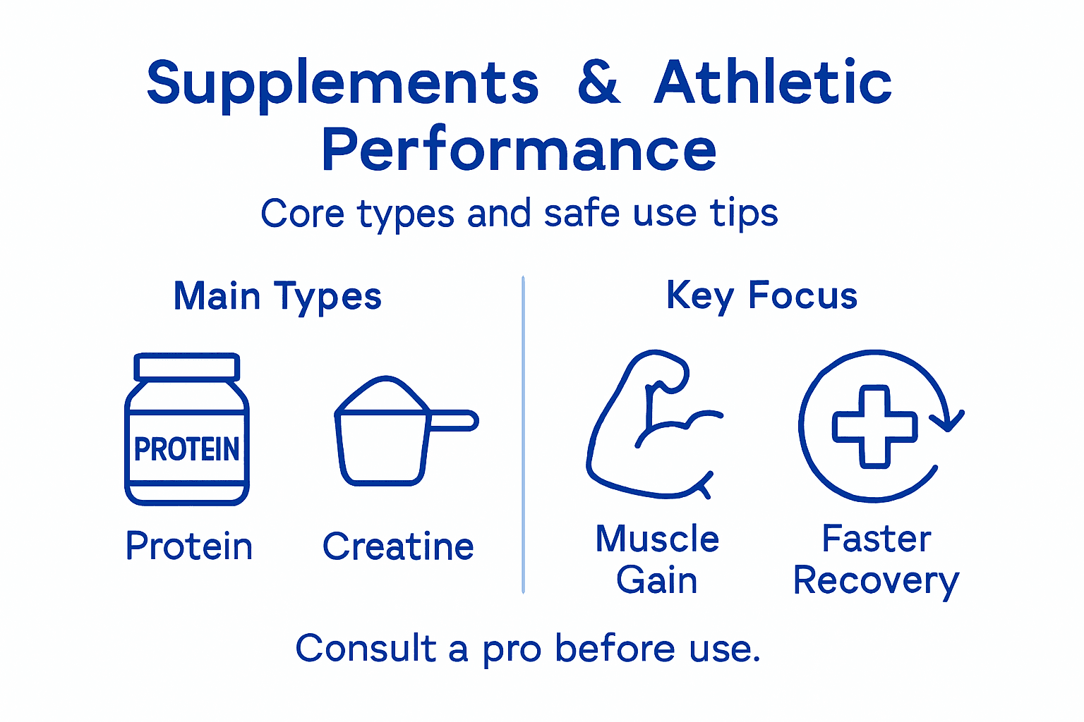 Infographic on supplement types and athletic benefits