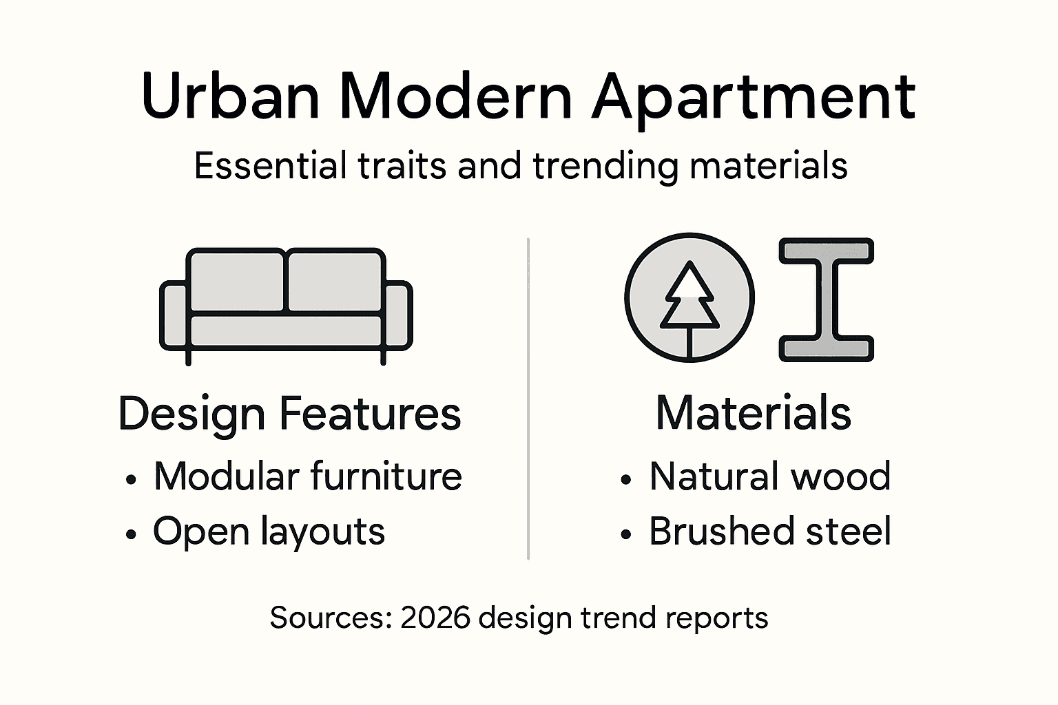Infographic showing urban modern traits and materials
