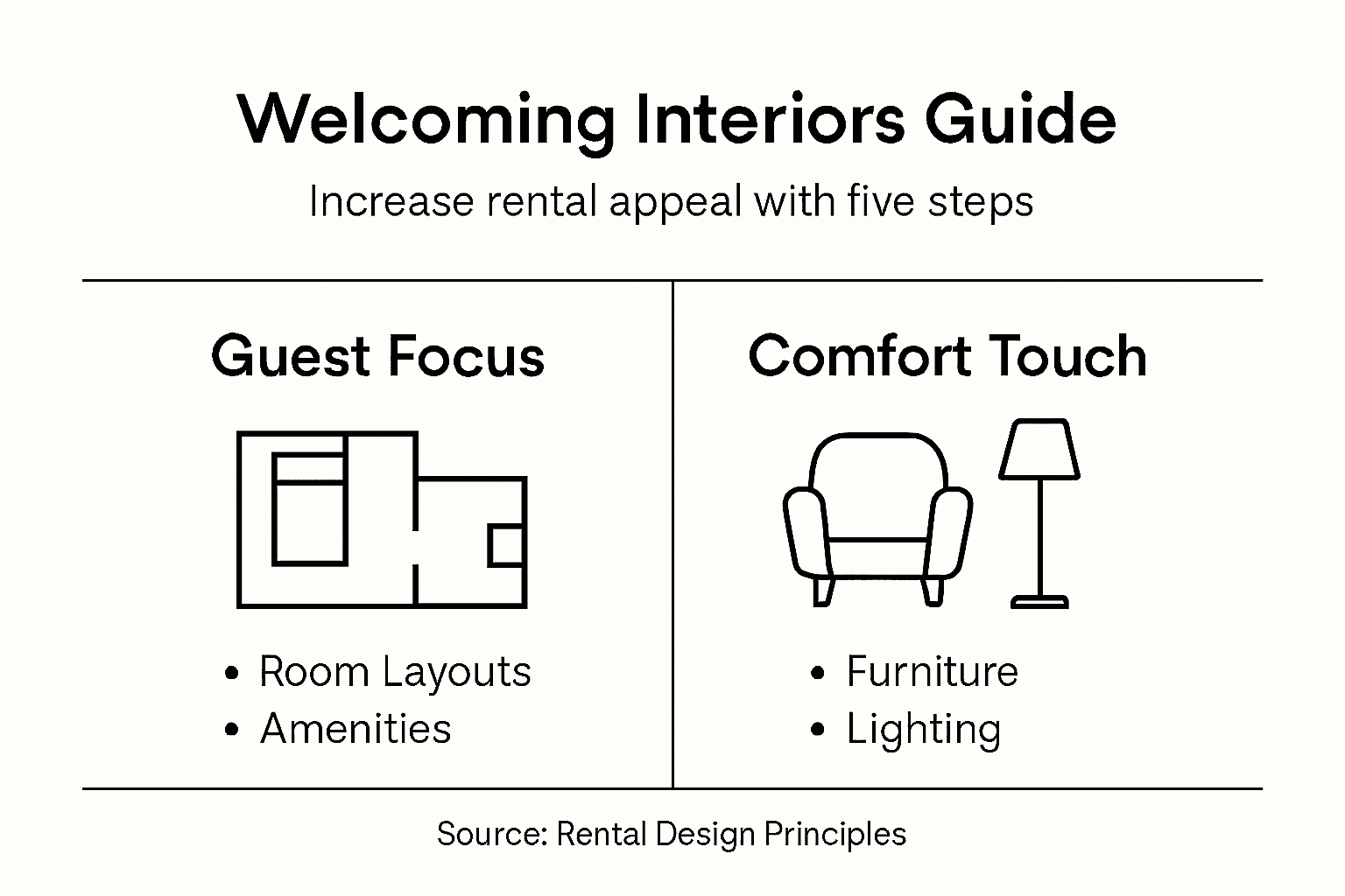 Infographic with five steps for rental interiors