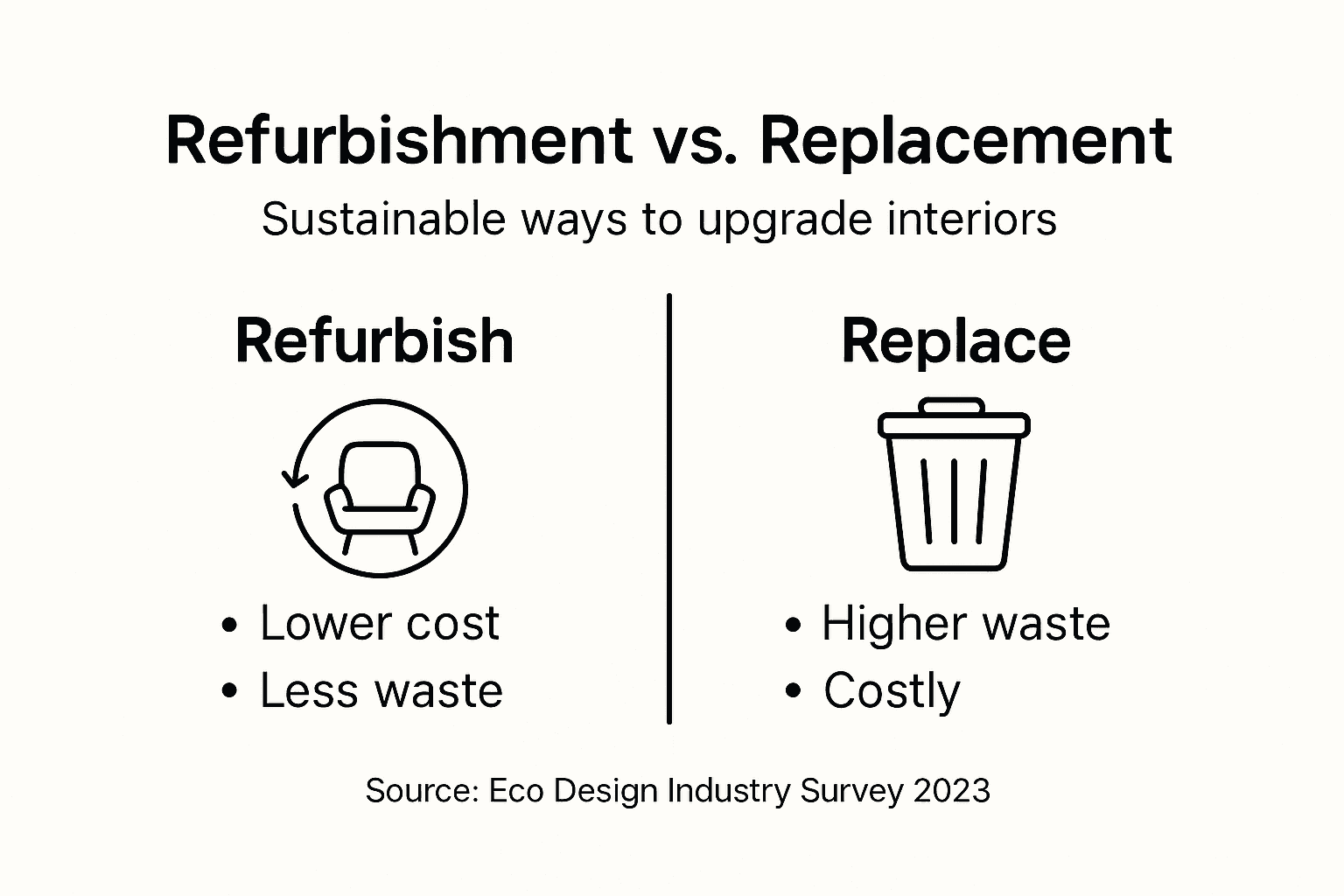 Infographic contrasting refurbishment and replacement