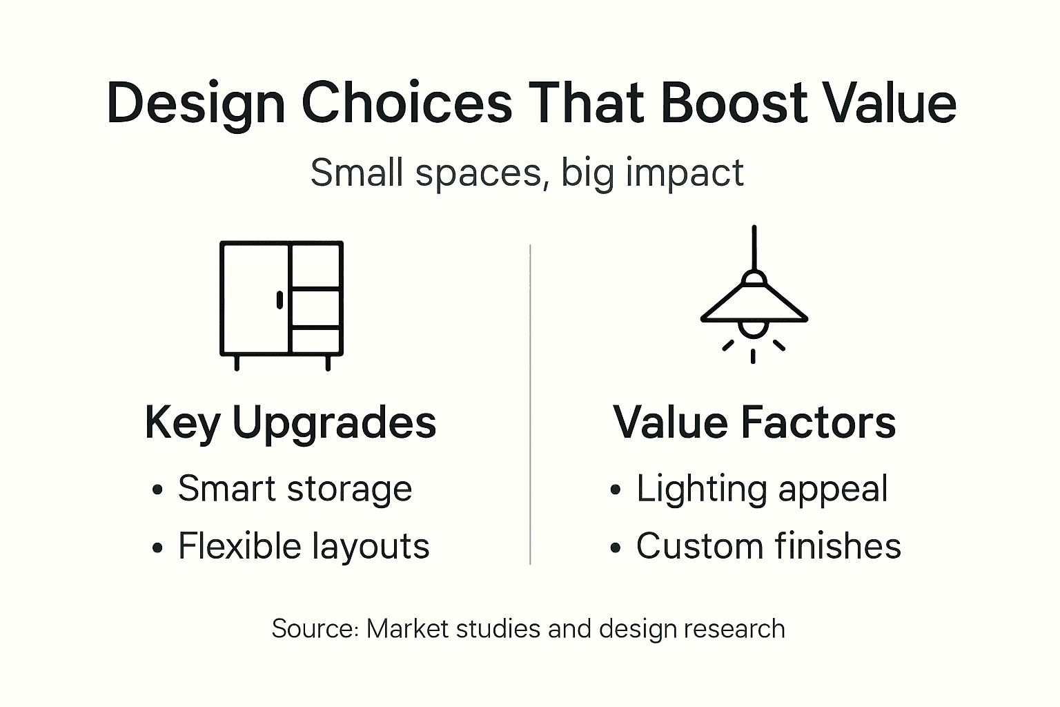 Infographic showing interior design choices increasing value