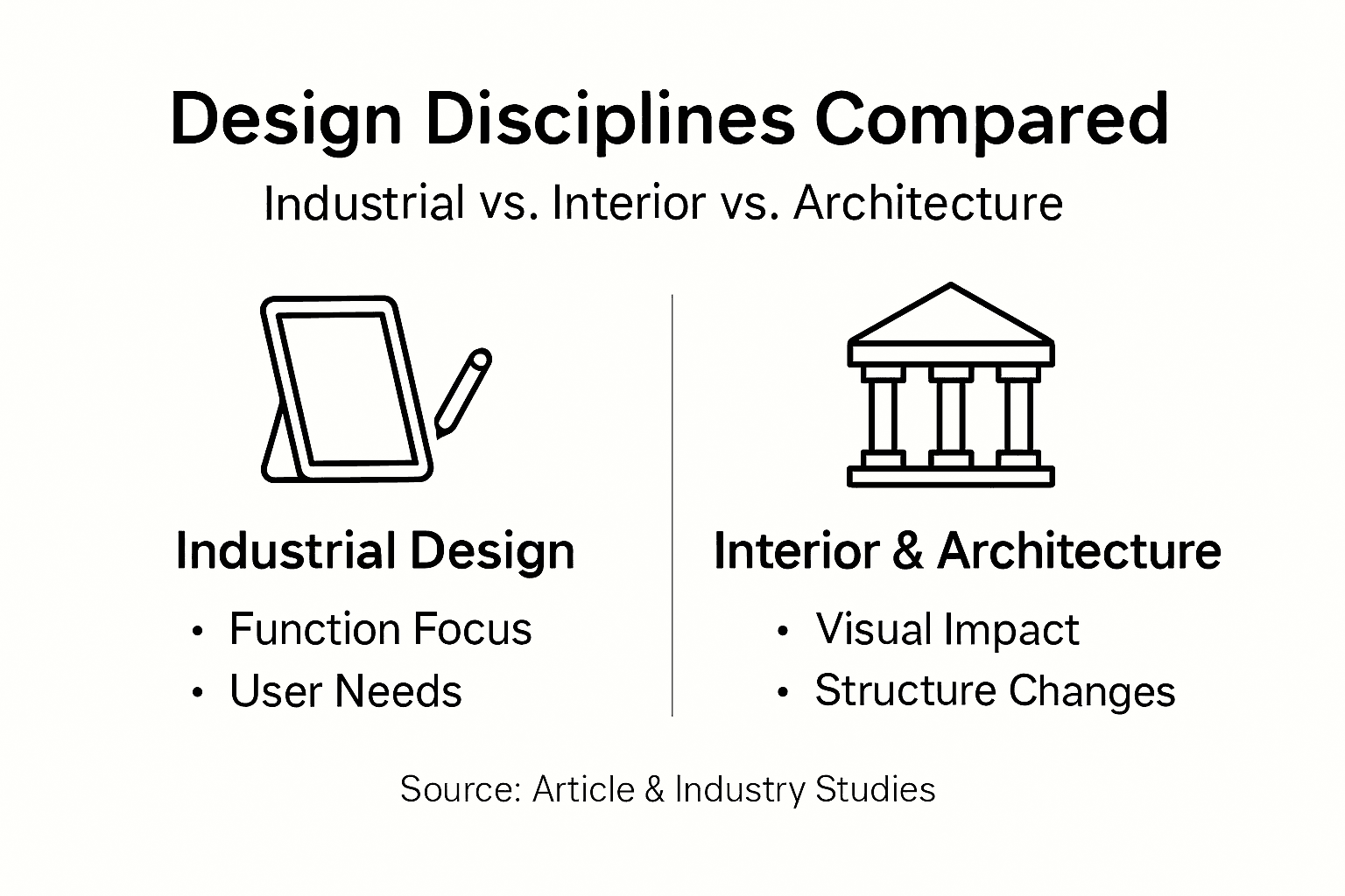 Infographic comparing design fields and renovation impact