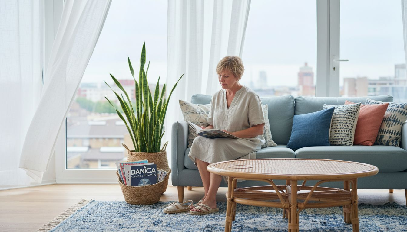Coastal living room with sunlight and textures