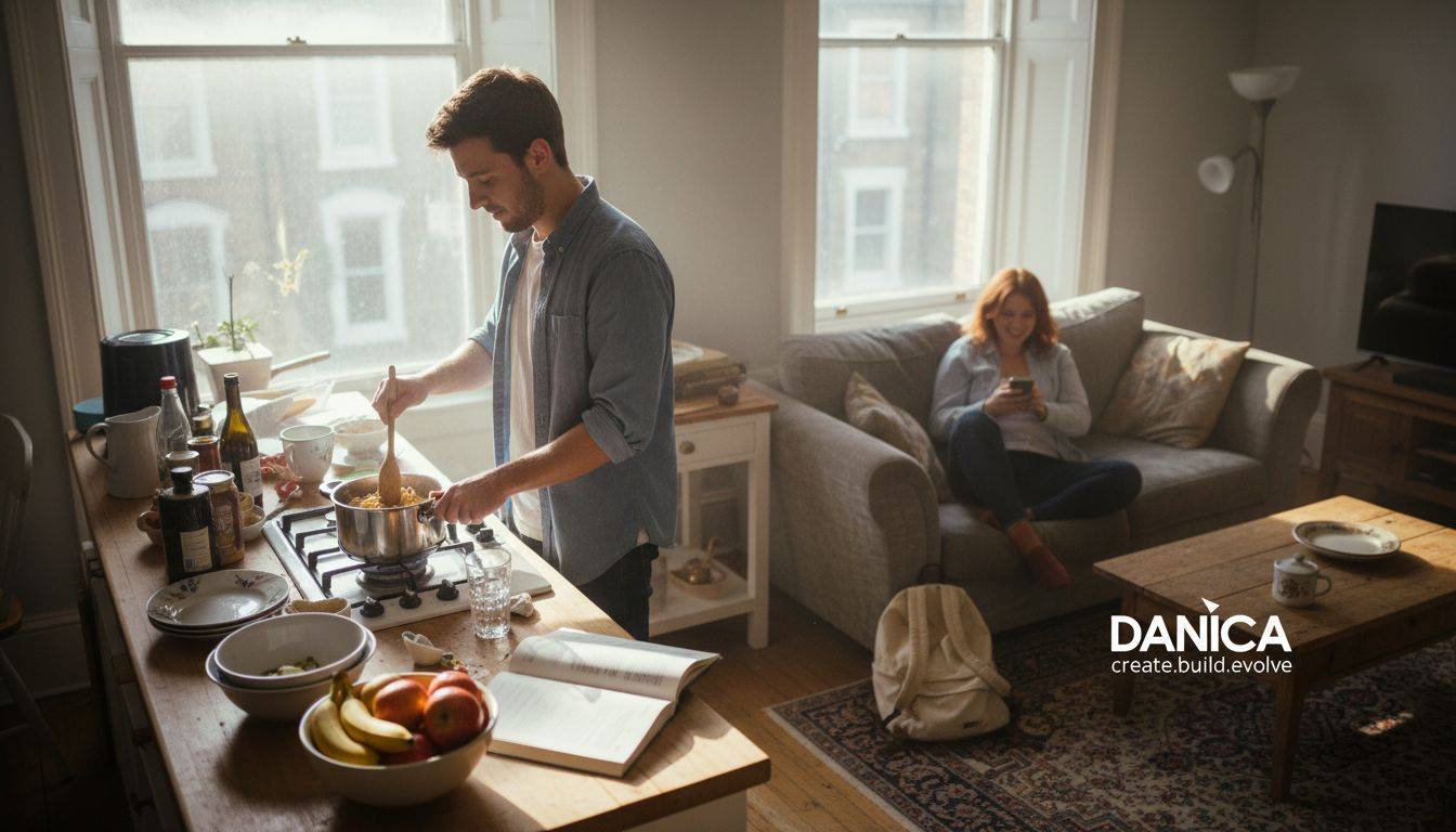 Combined kitchen living area with daily activity