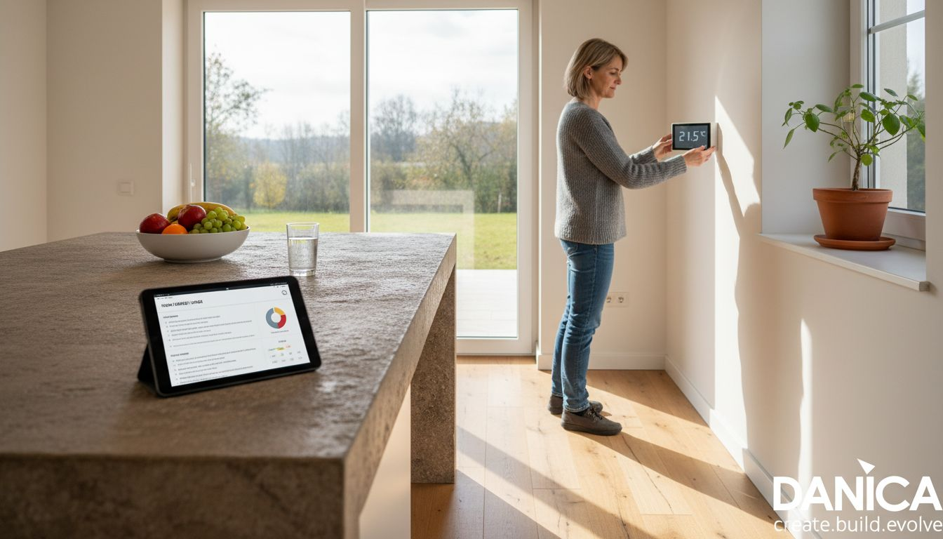 Modern villa kitchen with smart technology features