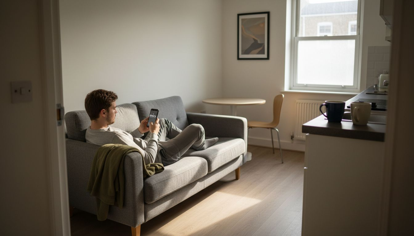 Compact studio apartment interior view