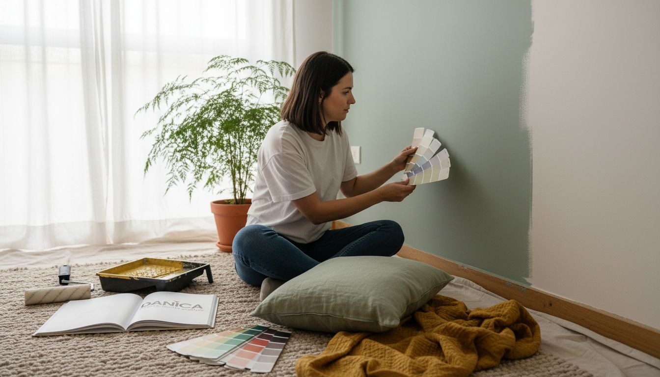 Designer choosing paint swatches for harmony