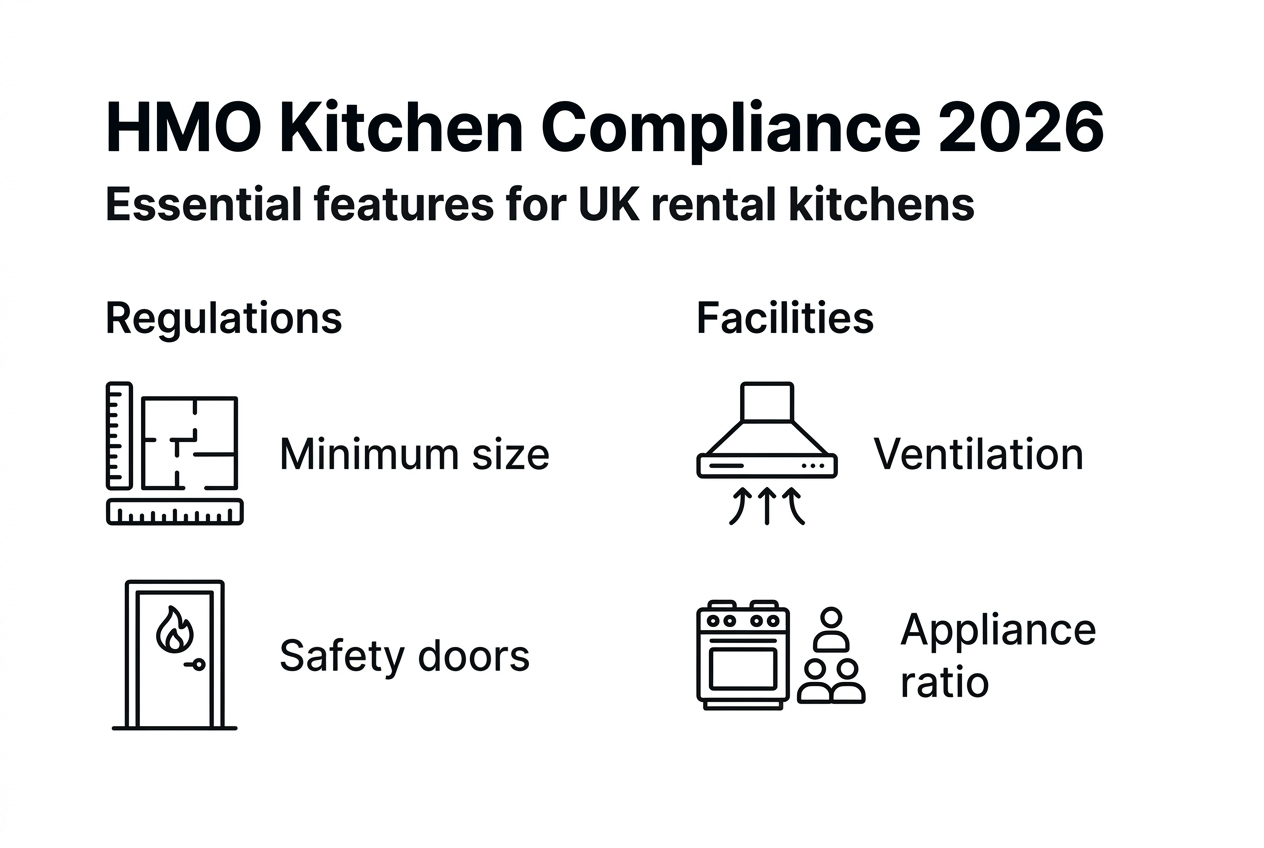 Infographic showing UK HMO kitchen requirements