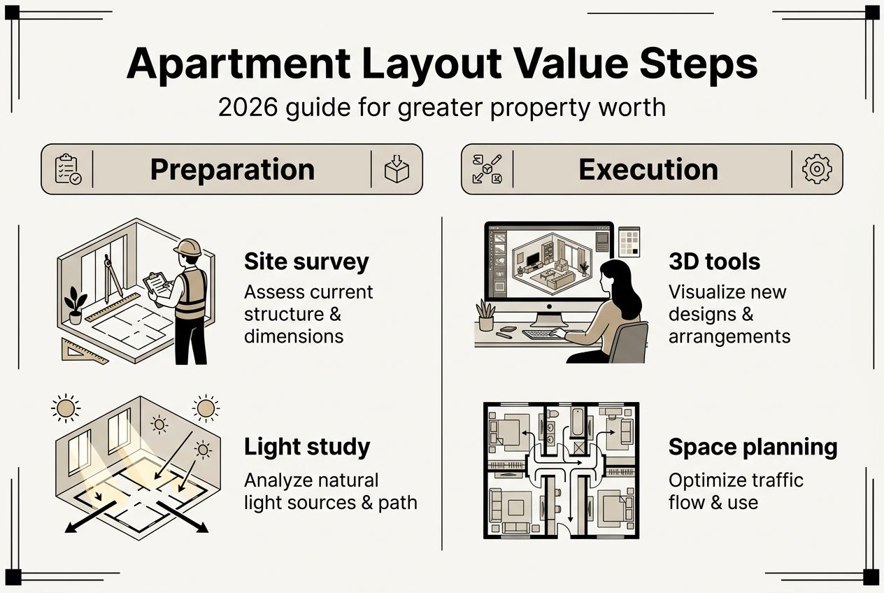 Infographic on key steps for apartment optimisation