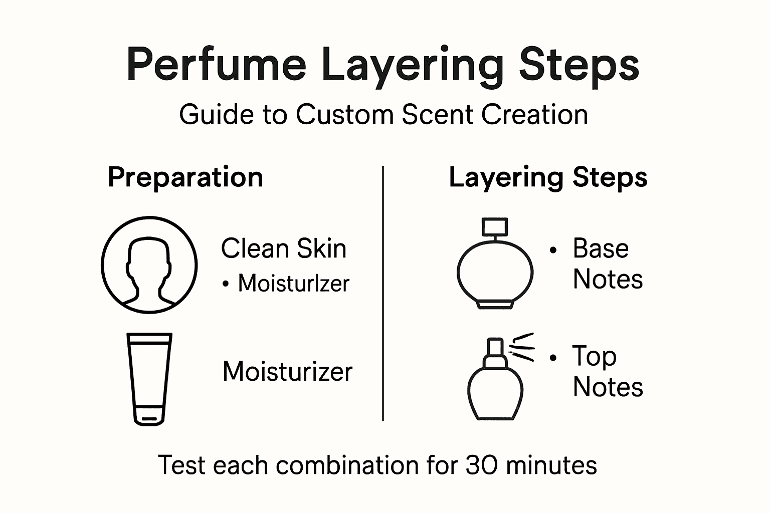 Infographic perfume layering step-by-step overview