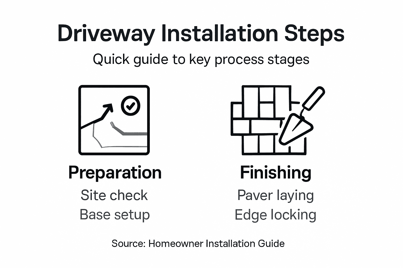 Infographic showing driveway installation steps