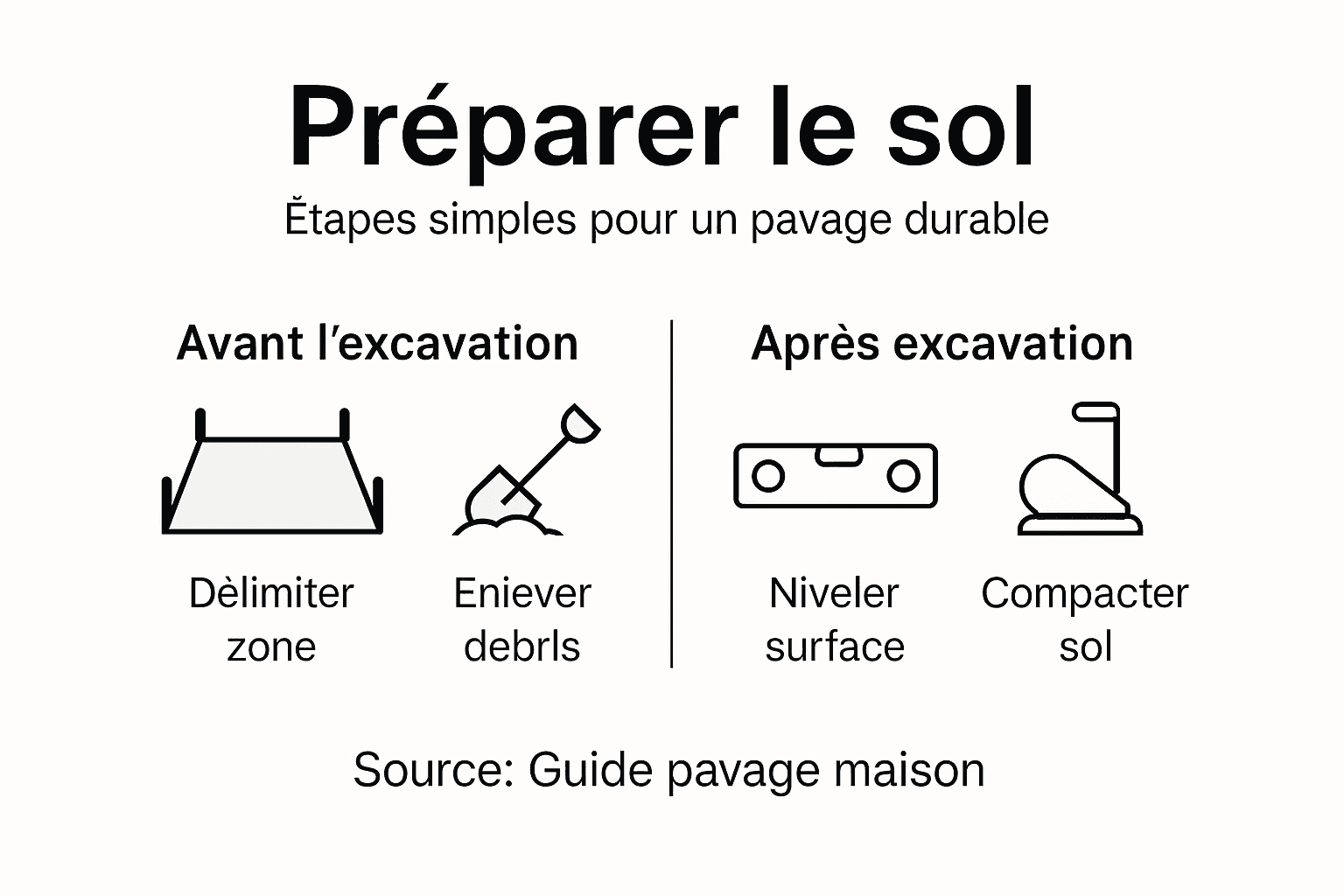 Infographie : étapes clés pour préparer le sol avant la pose de pavés