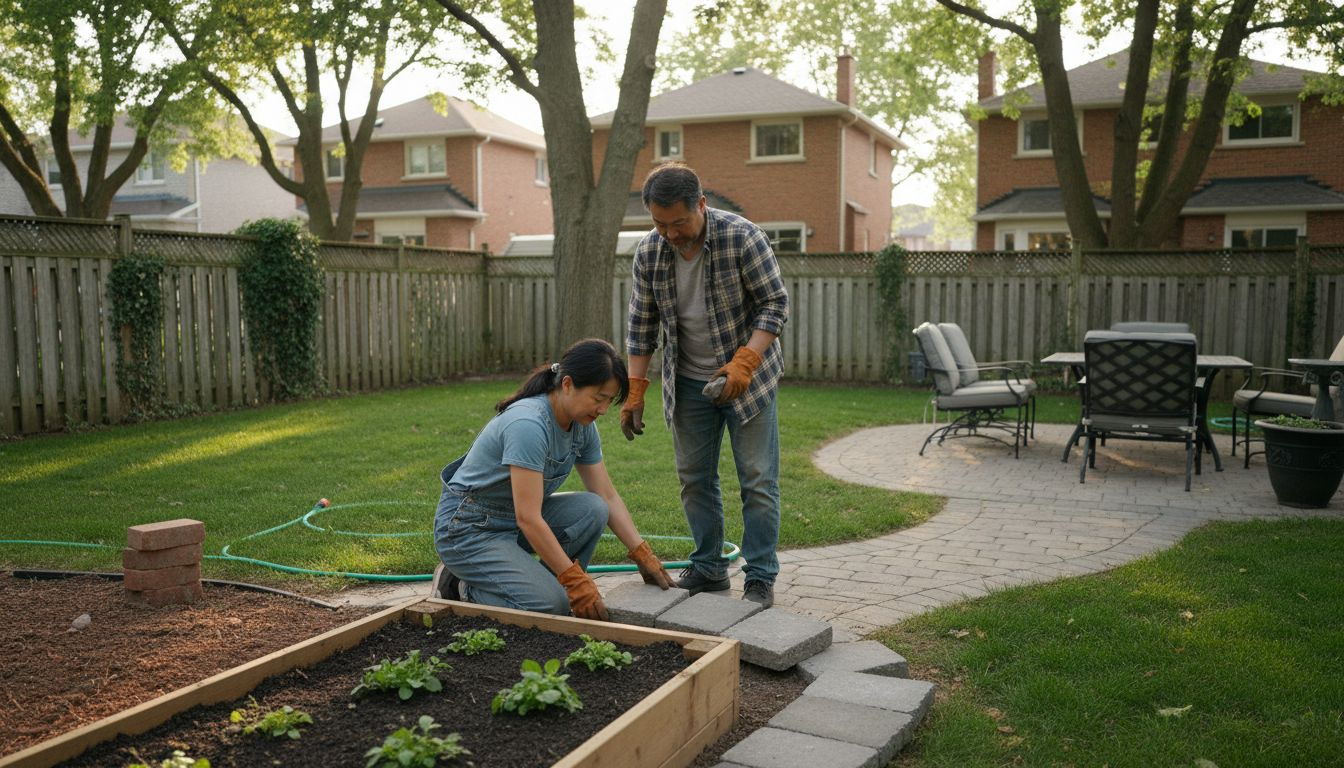 一对夫妻在多伦多伊托比科区动手改造自家后院露台，让生活空间更加温馨舒适。