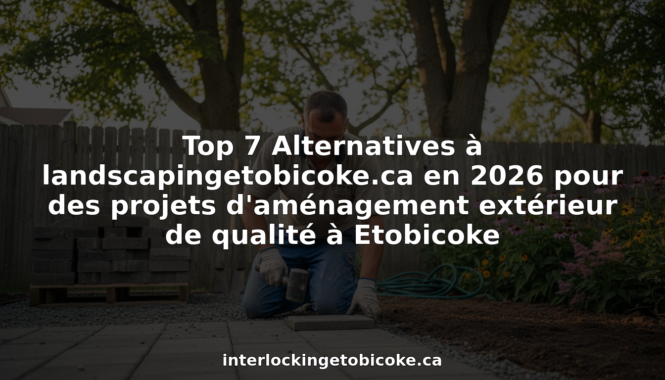 Un entrepreneur s’affaire à poser des dalles de terrasse dans un jardin à Etobicoke.