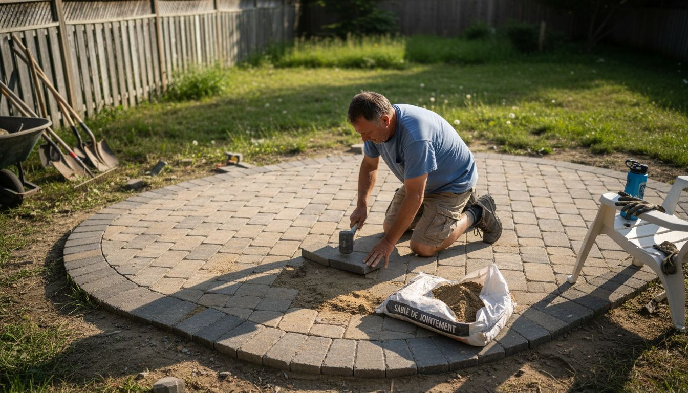 Aménagement d’un patio en pavés dans une cour privée