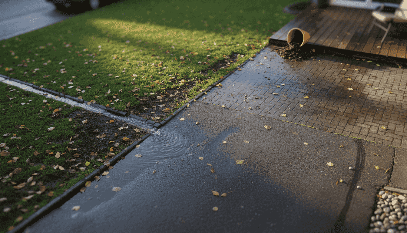 前院设计兼顾排水功能与美观,既实用又赏心悦目。