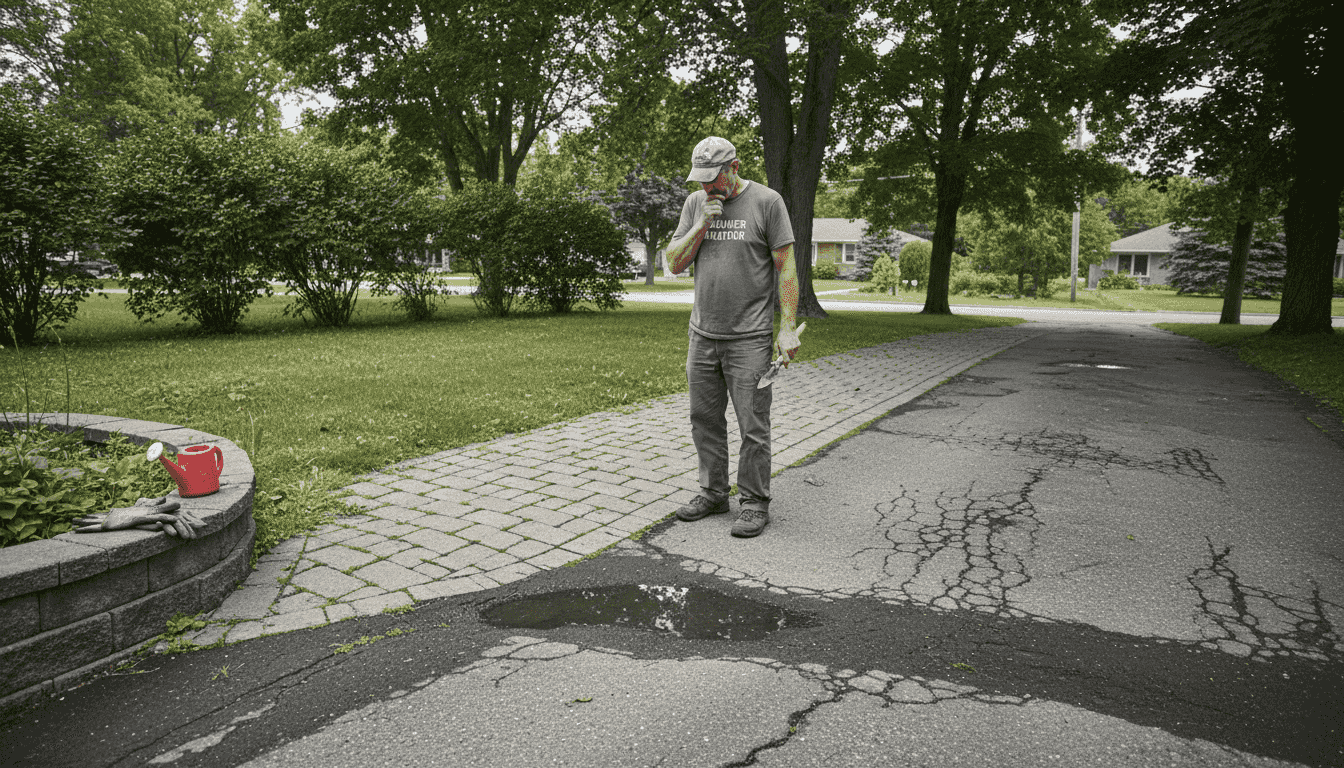 Un propriétaire se penche sur les avantages et inconvénients d’une allée en pavés autobloquants comparée à une allée en asphalte.