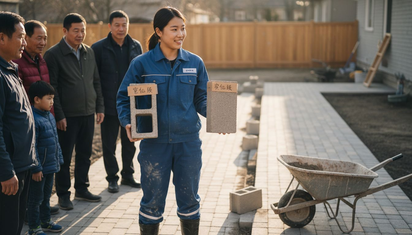 承建方现场展示了实心砖和空心砖的样品，让大家直观了解两者的区别。