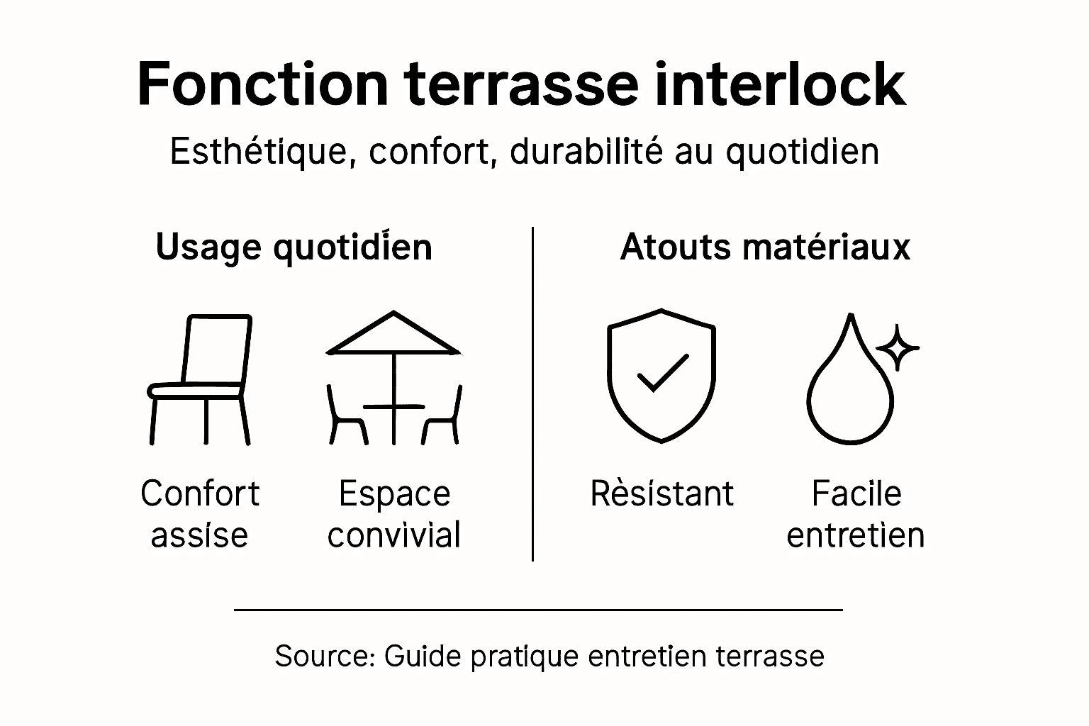 Infographie : pourquoi choisir une terrasse en pavés imbriqués ? Avantages et fonctionnalités à découvrir