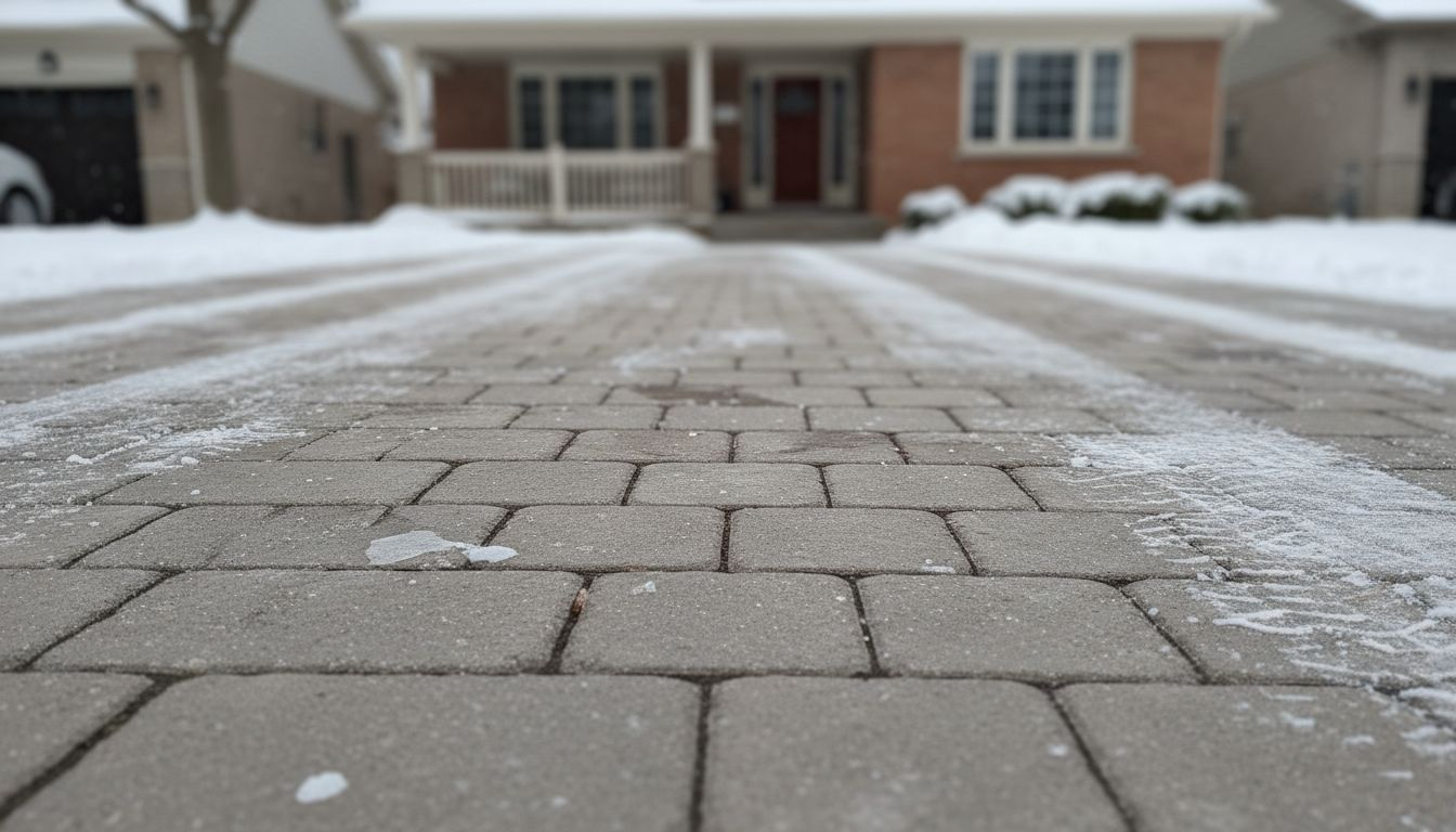 Chemin en pavés robustes qui résiste parfaitement à la neige