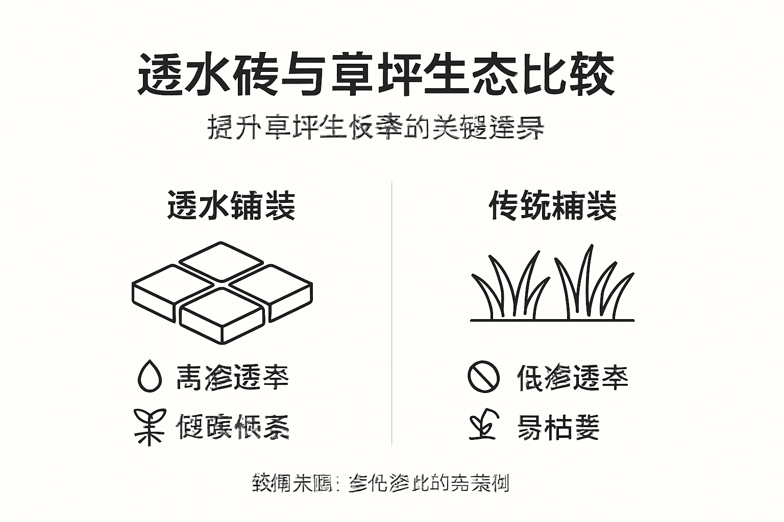 透水砖与草坪生态效果对照图