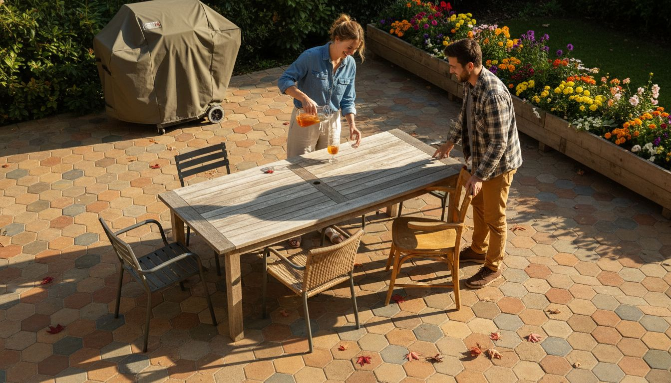 Patio with patterned high-quality paver design